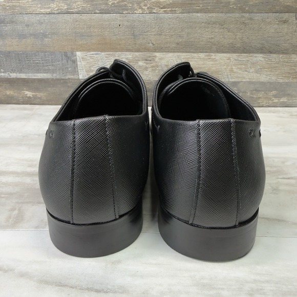 Calvin Klein CMJAVE Men\'s Leather Lace-Up Black Almond Toe Oxfords Size 13 NEW main image 4